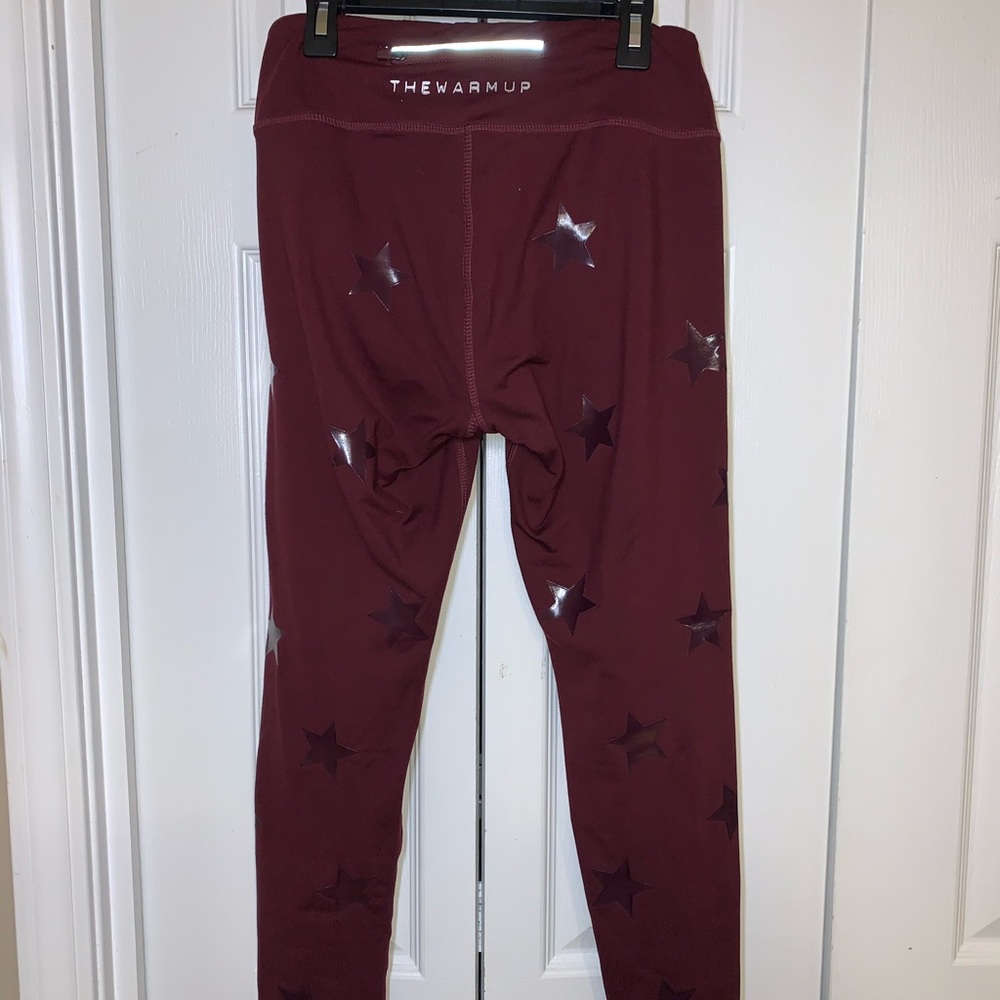 Burgundy Leggings with Stars /Medium / Pocket